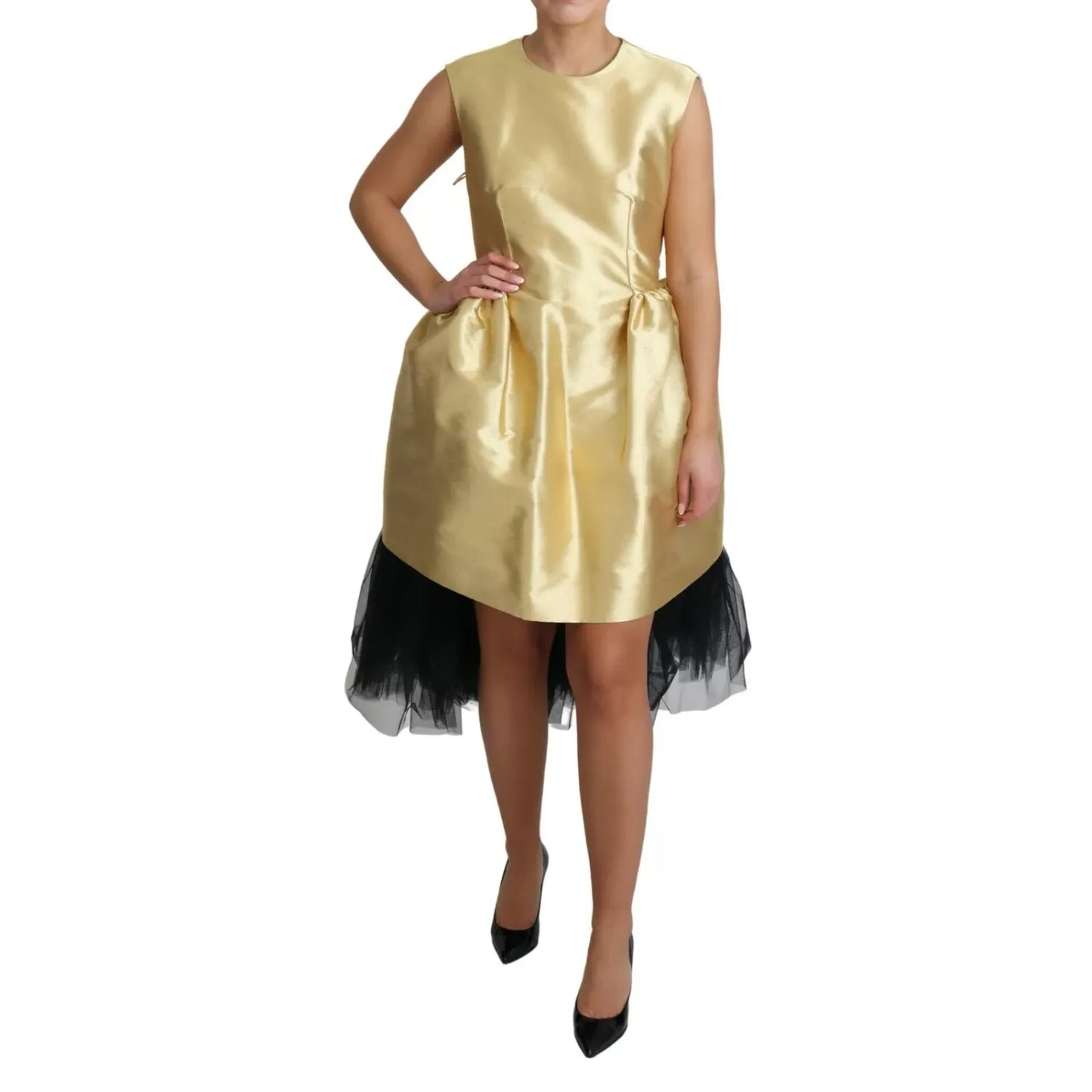Dolce & Gabbana Polyester Gold Sleeveless A-line Tulle Dress Dolce & Gabbana