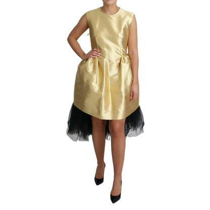 Dolce & Gabbana Polyester Gold Sleeveless A-line Tulle Dress Dolce & Gabbana