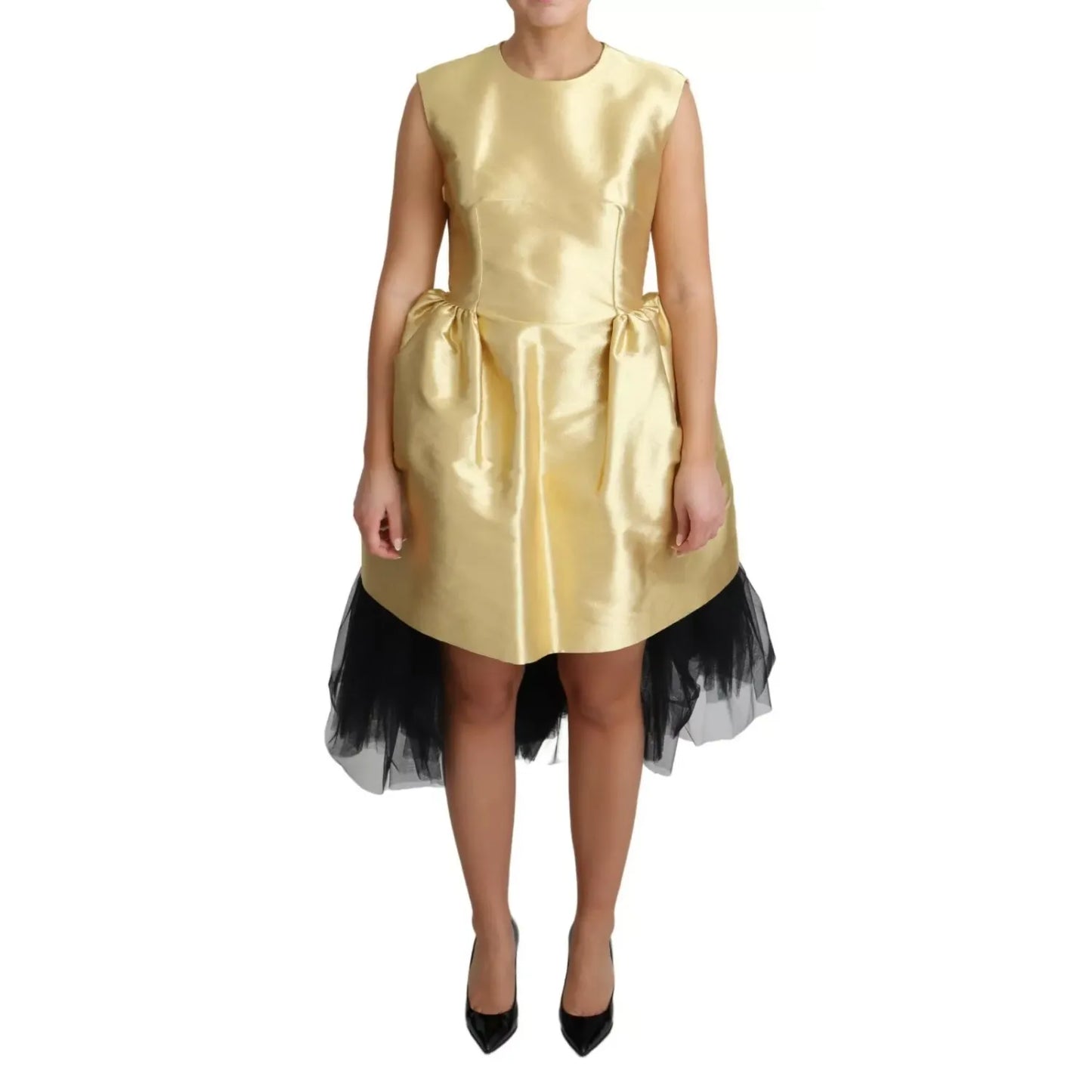 Dolce & Gabbana Polyester Gold Sleeveless A-line Tulle Dress Dolce & Gabbana