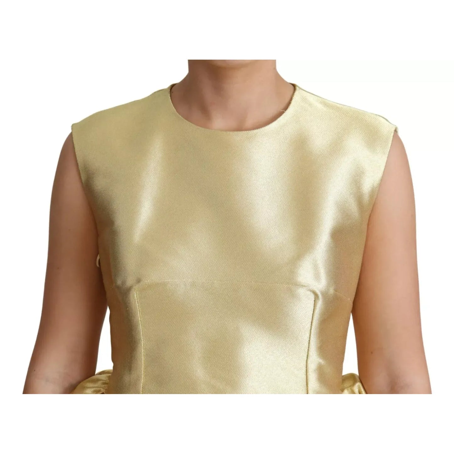 Dolce & Gabbana Polyester Gold Sleeveless A-line Tulle Dress Dolce & Gabbana