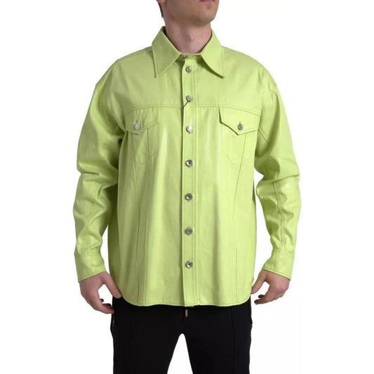 Dolce & Gabbana Green Cotton Collared Casual Button Down Shirt Dolce & Gabbana