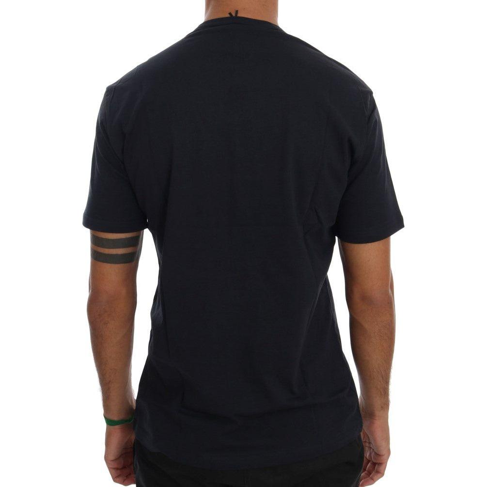 Daniele Alessandrini Blue Cotton V-neck T-Shirt