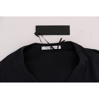 Daniele Alessandrini Blue Cotton V-neck T-Shirt