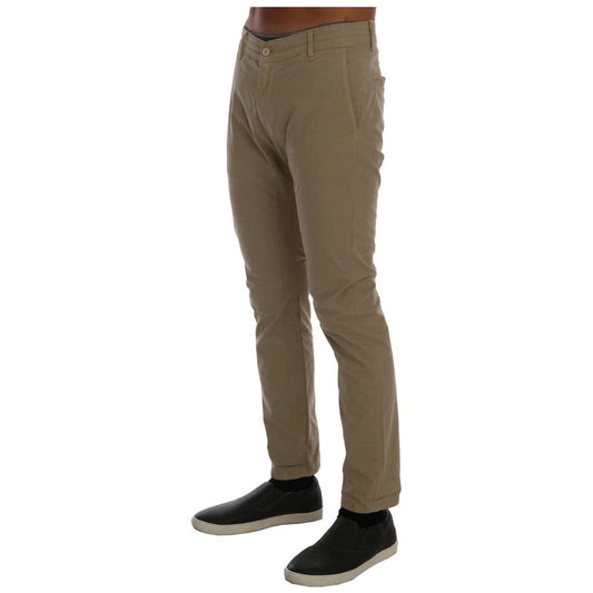 Daniele Alessandrini Beige Slim Fit Chinos for Sophisticated Style Jeans & Pants Daniele Alessandrini