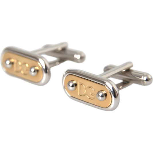 Dolce & Gabbana Silver Gold Plated Metal Brass Pin Cufflinks Dolce & Gabbana