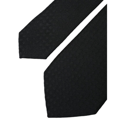 Dolce & Gabbana Black 100% Silk Adjustable Necktie Face Mask