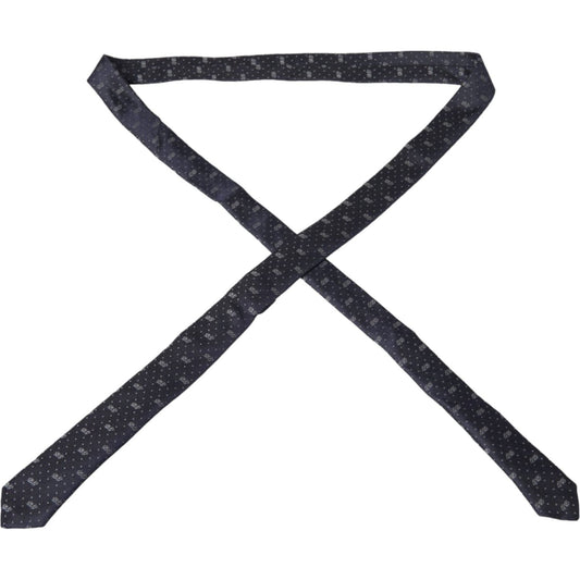 Dolce & Gabbana Blue DG Logo 100% Silk Adjustable Tie with washable face mask, dark blue color, 4cm width, made in Italy