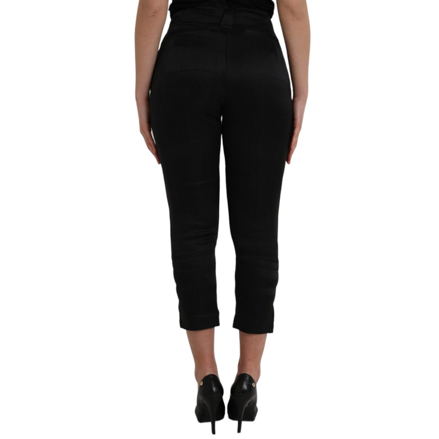 Ermanno Scervino Black High Waist Capri Cropped Pants