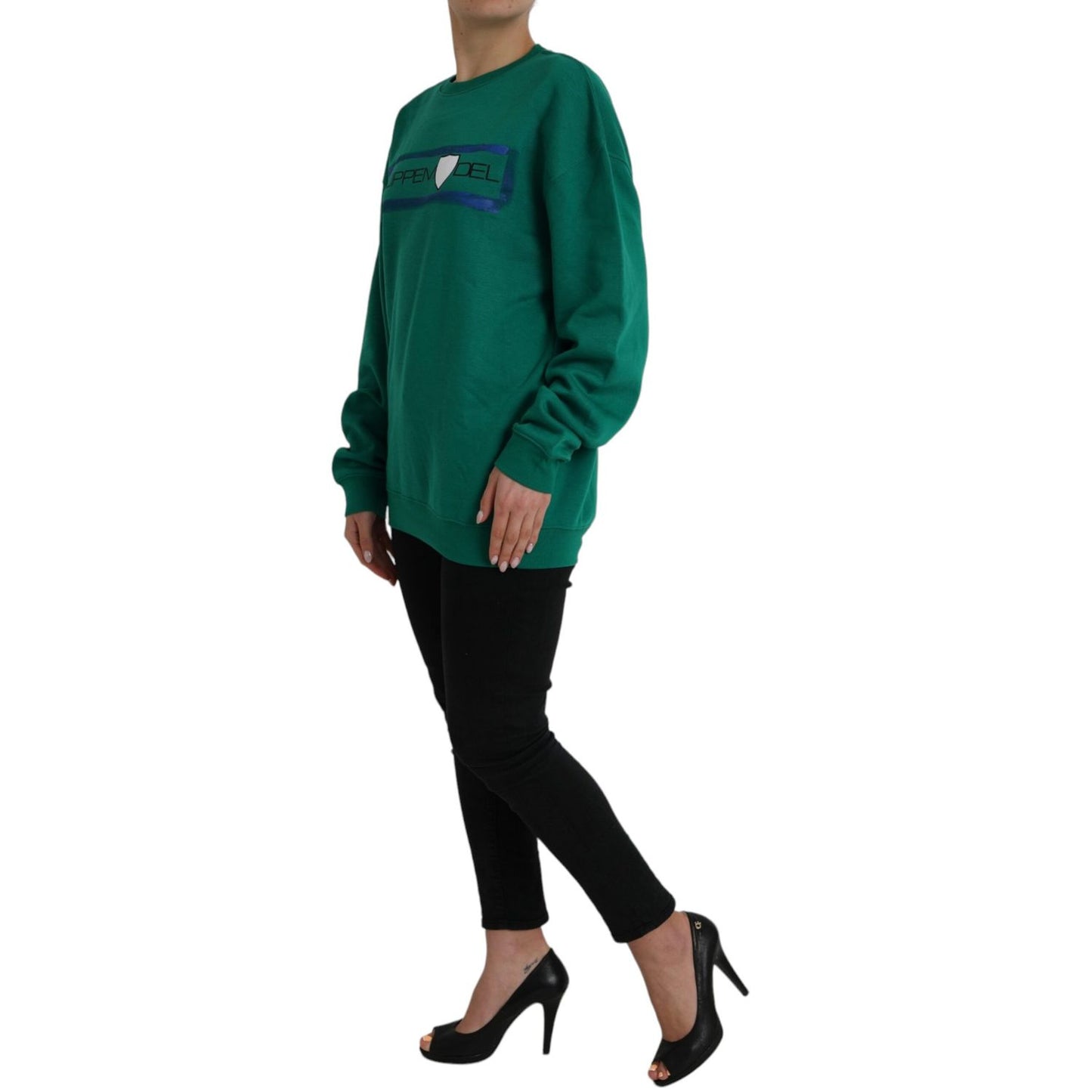Philippe Model Green Cotton Logo Print Long Sleeves Pullover Sweater
