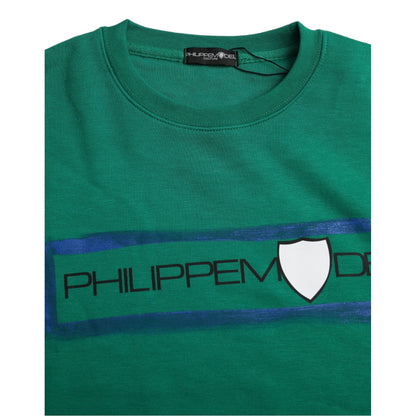 Philippe Model Green Cotton Logo Print Long Sleeves Pullover Sweater