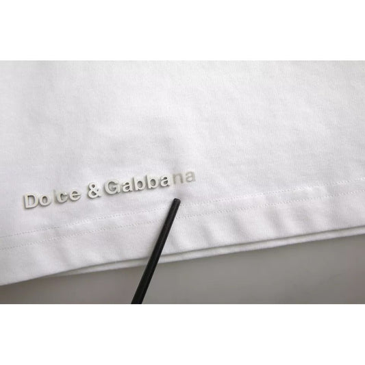 Dolce & Gabbana White Logo Embossed Cotton Crewneck T-shirt