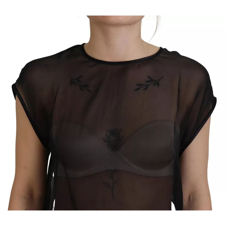 Dolce & Gabbana Black Mesh Transparent Blouse Pullover Top