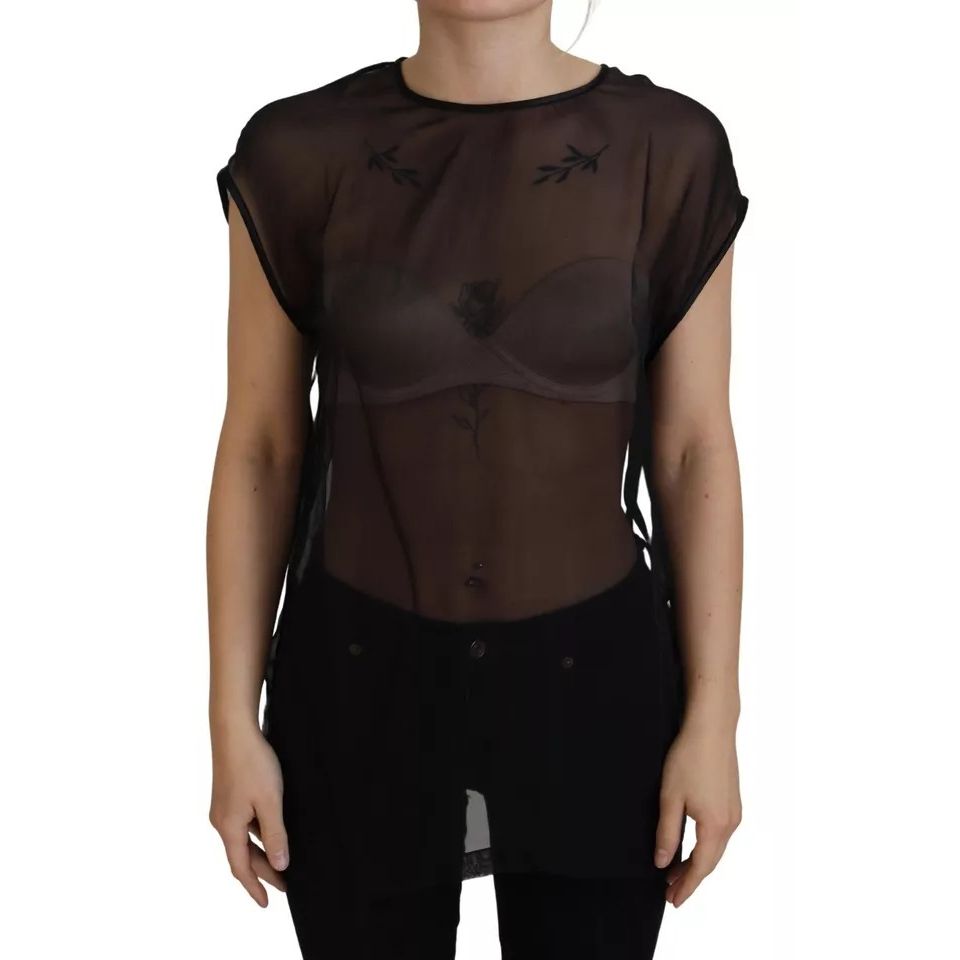 Dolce & Gabbana Black Mesh Transparent Blouse Pullover Top