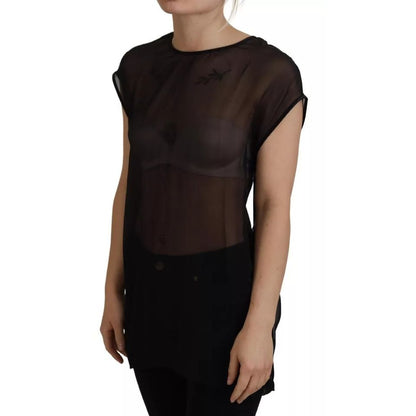 Dolce & Gabbana Black Mesh Transparent Blouse Pullover Top