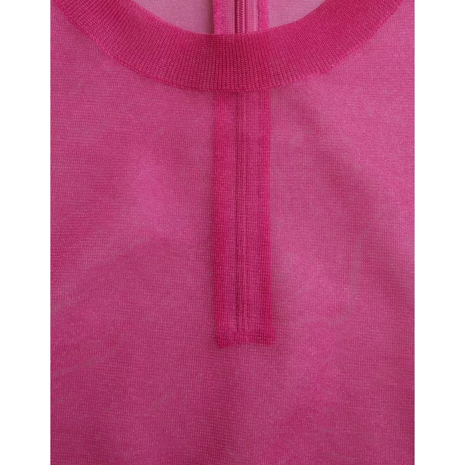 Dolce & Gabbana Pink Transparent Crewneck Long Sleeves Top