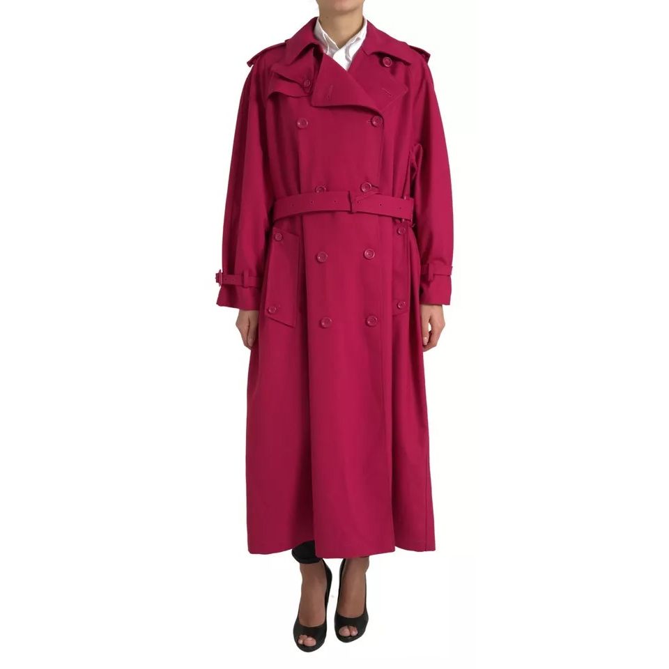Dolce & Gabbana Dark Pink Double Breasted Trench Coat Jacket 1728,67345645728,Clothing,Dolce & Gabbana,Full-Length Jackets - Jackets & Coats - Clothing,IT40|S,Jackets & Coats - Clothing,Jackets & Coats - Women - Clothing,Material: 55% Polyester 45% Virgin