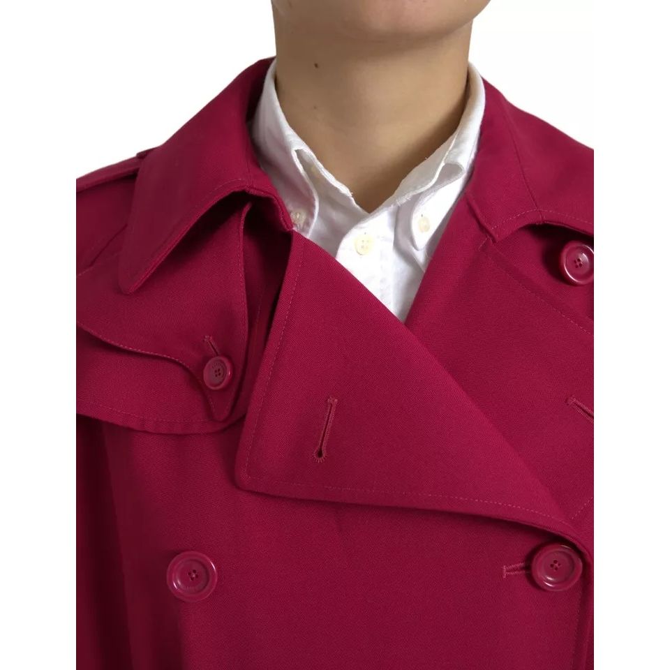 Dolce & Gabbana Dark Pink Double Breasted Trench Coat Jacket 1728,67345645728,Clothing,Dolce & Gabbana,Full-Length Jackets - Jackets & Coats - Clothing,IT40|S,Jackets & Coats - Clothing,Jackets & Coats - Women - Clothing,Material: 55% Polyester 45% Virgin