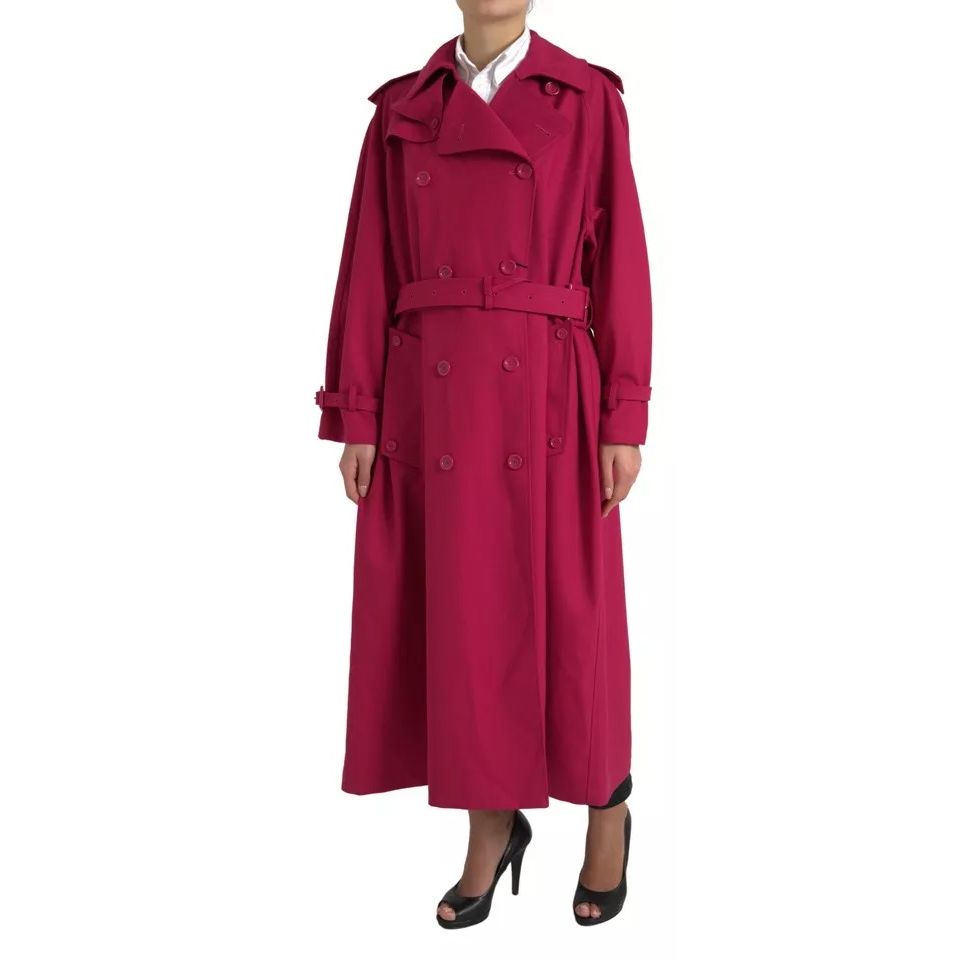 Dolce & Gabbana Dark Pink Double Breasted Trench Coat Jacket 1728,67345645728,Clothing,Dolce & Gabbana,Full-Length Jackets - Jackets & Coats - Clothing,IT40|S,Jackets & Coats - Clothing,Jackets & Coats - Women - Clothing,Material: 55% Polyester 45% Virgin