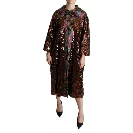 Dolce & Gabbana Multicolor Sequined Long Coat Jaquard Jacket 1728,67345645728,Clothing,Dolce & Gabbana,Full-Length Jackets - Jackets & Coats - Clothing,IT40|S,Jackets & Coats - Clothing,Jackets & Coats - Women - Clothing,Material: 100% Nylon,Multicolor,Ne
