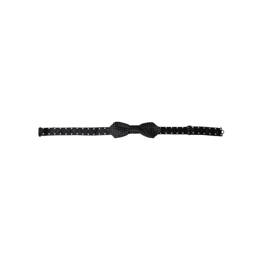 Dolce & Gabbana Black Silk Polka Dot Adjustable Neck Men Papillon Bow Tie