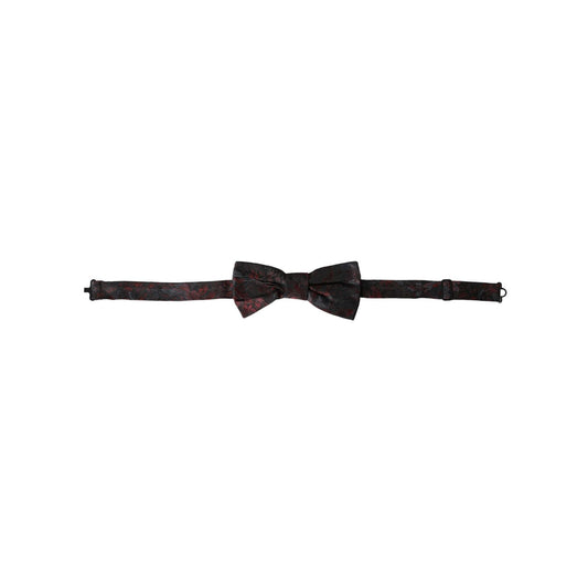 Dolce & Gabbana Red Black Floral Adjustable Neck Men Bow Tie