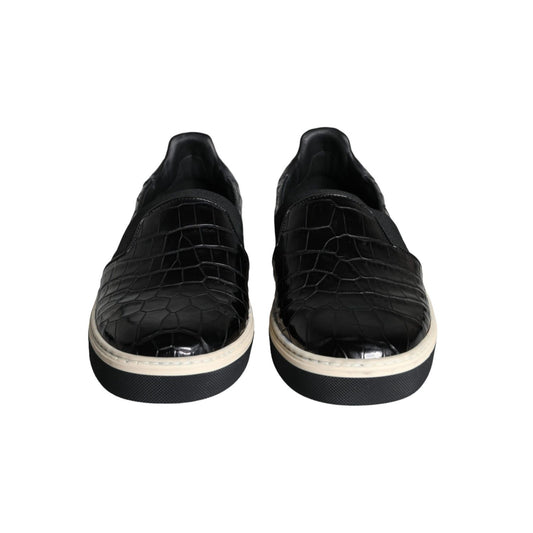 Dolce & Gabbana Black Leather Loafers Slippers Casual Shoes