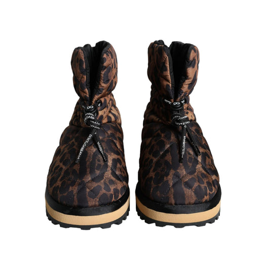 Dolce & Gabbana Brown Leopard Ankle Boots Padded Shoes