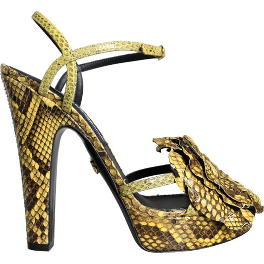 Dolce & Gabbana Yellow Exotic Leather Ankle Strap Heels Sandals Shoes Dolce & Gabbana