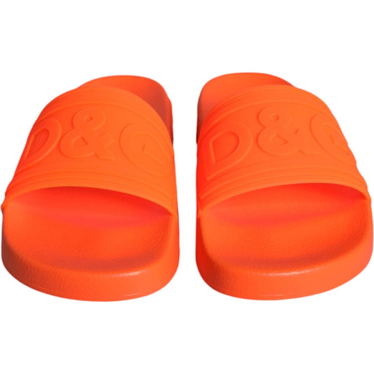 Dolce & Gabbana Orange Rubber Slides Sandals Beachwear Shoes Dolce & Gabbana