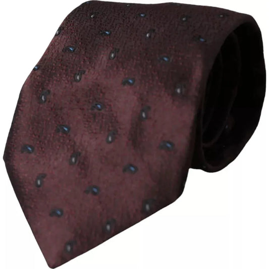 Dolce & Gabbana Bordeaux Fantasy 100% Silk Adjustable Men Tie Dolce & Gabbana