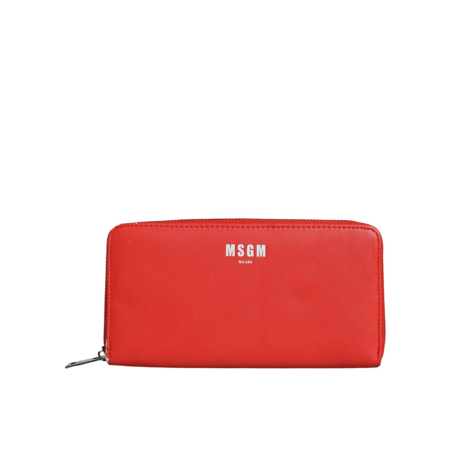 MSGM Red Leather Continental Zip Around Card Holder Bifold Clutch Wallet MSGM