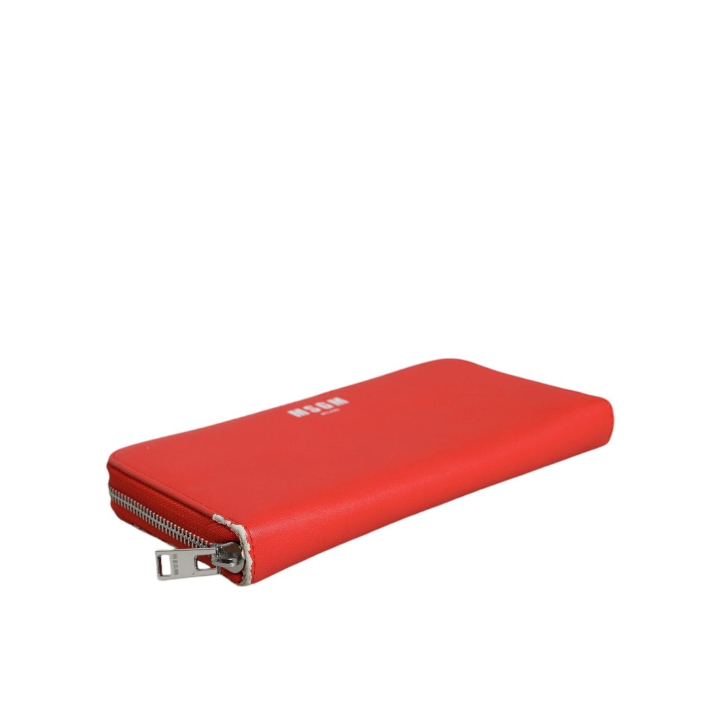 MSGM Red Leather Continental Zip Around Card Holder Bifold Clutch Wallet MSGM