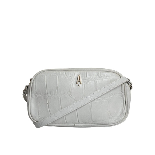 Aniye By White Croc Print Leather Crossbody Sling Bag