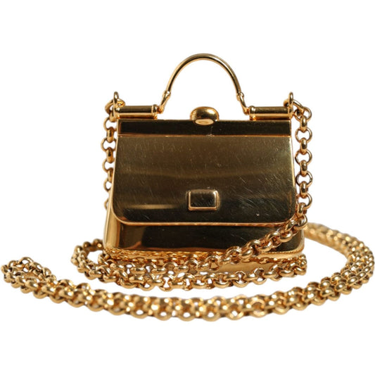 Dolce & Gabbana Gold Brass Chain Sicily Micro Bag Pendant Necklace Dolce & Gabbana