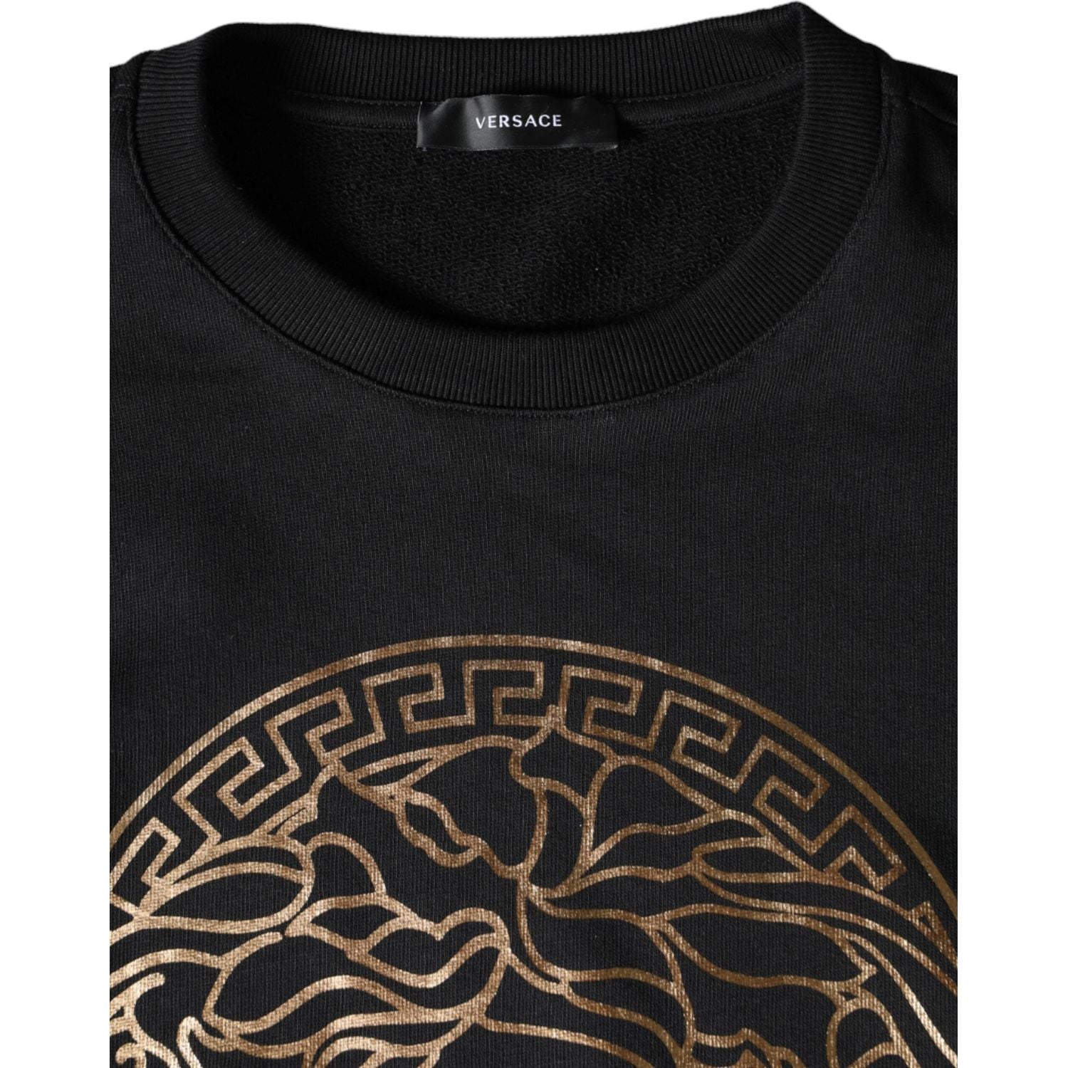 Versace Black Medusa Fleece Cotton Crew Neck Sweatshirt Sweater