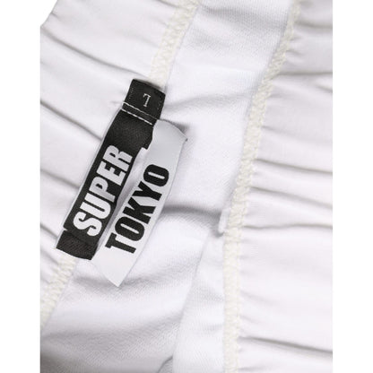 STK White Cotton Stretch High Waist Pencil Cut Knee Length Skirt