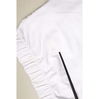 STK White Cotton Stretch High Waist Pencil Cut Knee Length Skirt