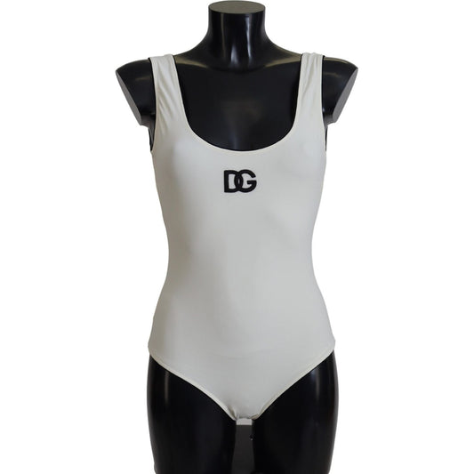 Dolce & Gabbana White Logo One Piece Swimwear Beachwear Swimsuit Dolce & Gabbana