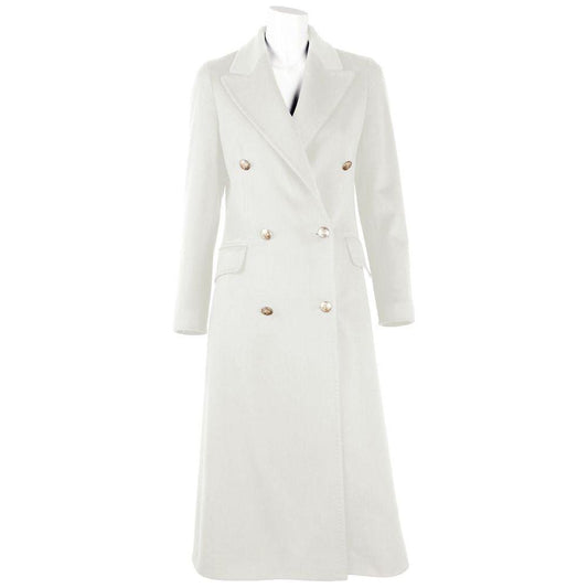 Made in Italy White Wool Vergine Jackets & Coat Made in Italy