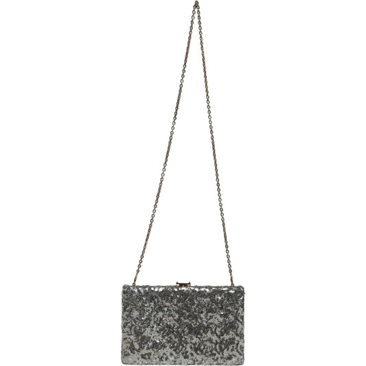 Dolce & Gabbana Silver Sequined Clutch Evening Crossbody Bag Dolce & Gabbana