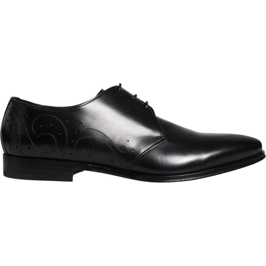 Dolce & Gabbana Black Calfskin Leather Derby Men Dress Shoes Dolce & Gabbana