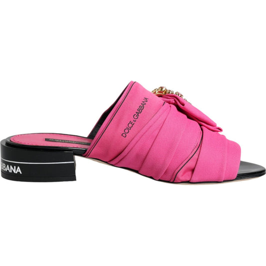 Dolce & Gabbana Pink Black Crystal Slides Sandals Shoes Dolce & Gabbana