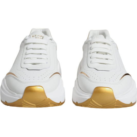 Dolce & Gabbana Gold White Daymaster Low Top Sneakers Shoes Dolce & Gabbana