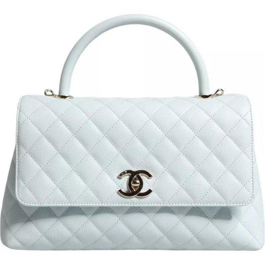 Chanel Blue Flap Top Handle Medium Robin Egg Coco Handle Bag Chanel