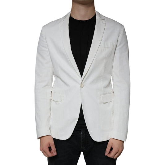 Dondup White Single Breasted One Button Dress Formal Blazer Dondup