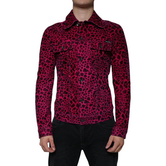 Dolce & Gabbana Fuchsia Leopard Button Down Collared Jacket Dolce & Gabbana