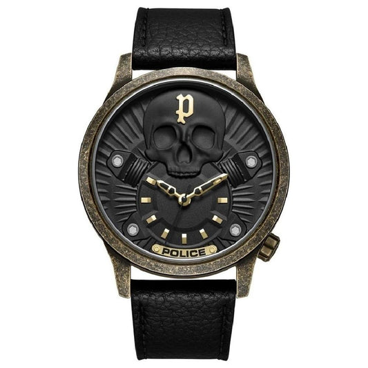 Police Black Leather Watch Police