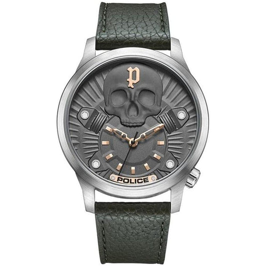 Police Green Leather Watch Police