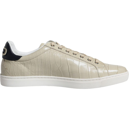 Dolce & Gabbana Beige London Leather Low Top Sneakers Shoes Dolce & Gabbana