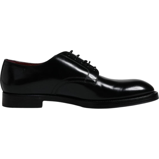 Dolce & Gabbana Black Leather Lace Up Men Derby Formal Shoes Dolce & Gabbana